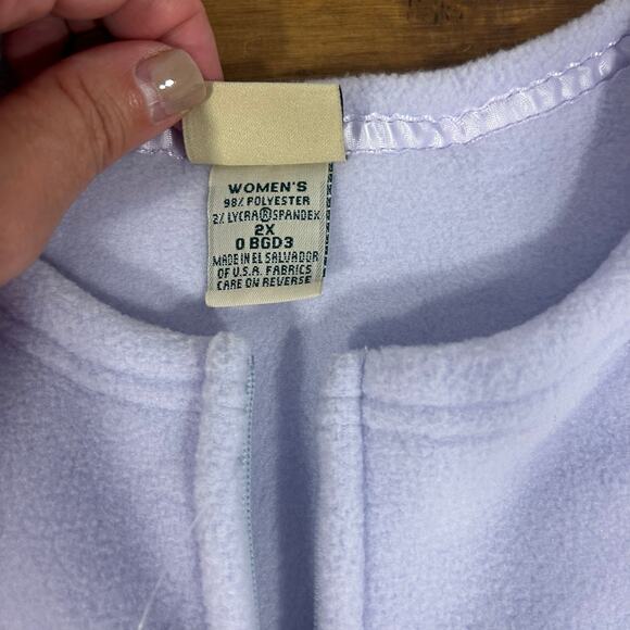 LL BEAN Sz 2X Lilac Fleece Zipper Vest Casual Sporty Light Purple NWT - Picture 5 of 8